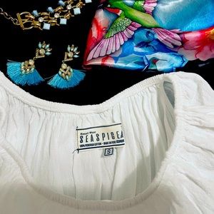 White Cotton Beach Dress/Coverup Size S